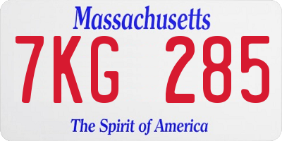 MA license plate 7KG285