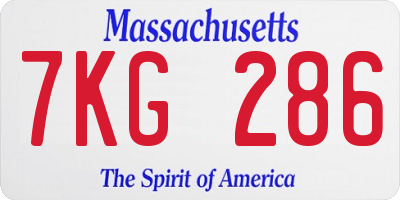 MA license plate 7KG286