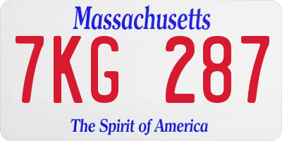 MA license plate 7KG287