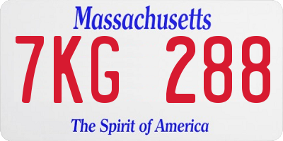 MA license plate 7KG288