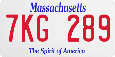 MA license plate 7KG289