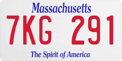 MA license plate 7KG291