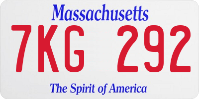 MA license plate 7KG292