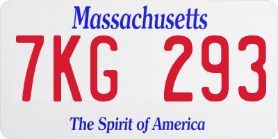 MA license plate 7KG293