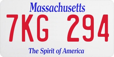 MA license plate 7KG294