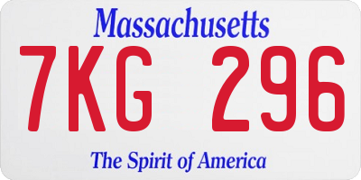 MA license plate 7KG296