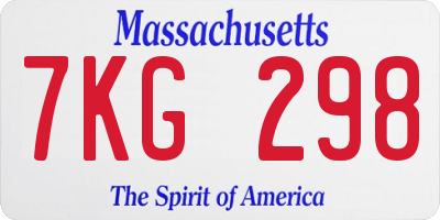 MA license plate 7KG298