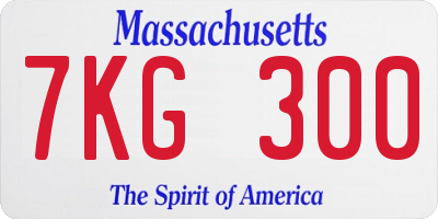 MA license plate 7KG300