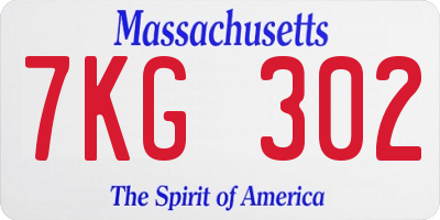 MA license plate 7KG302
