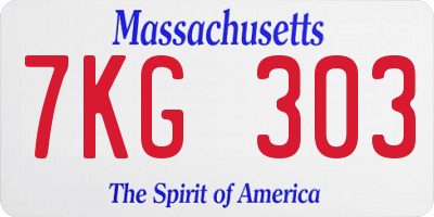 MA license plate 7KG303