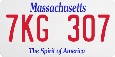 MA license plate 7KG307