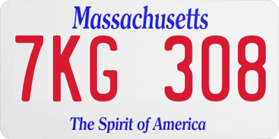 MA license plate 7KG308