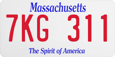 MA license plate 7KG311