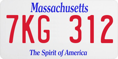 MA license plate 7KG312
