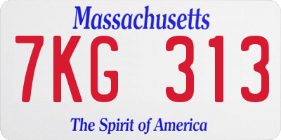 MA license plate 7KG313