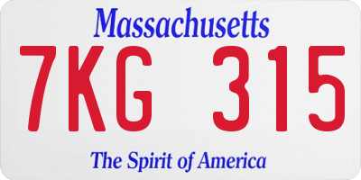 MA license plate 7KG315