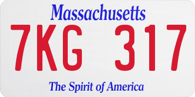 MA license plate 7KG317