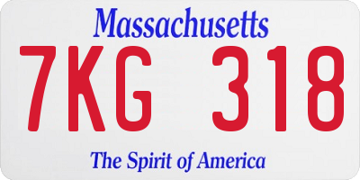 MA license plate 7KG318
