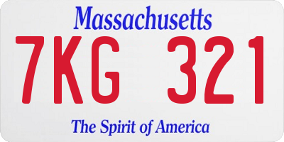 MA license plate 7KG321