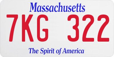 MA license plate 7KG322