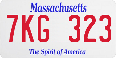 MA license plate 7KG323