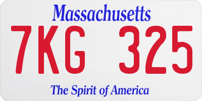 MA license plate 7KG325