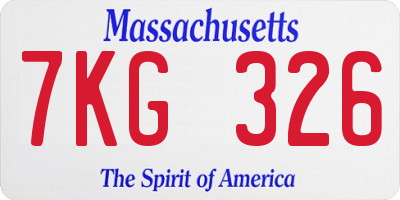 MA license plate 7KG326
