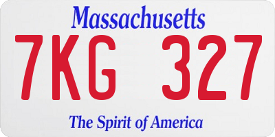 MA license plate 7KG327