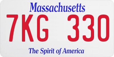 MA license plate 7KG330