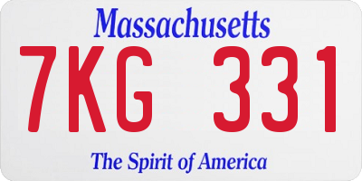 MA license plate 7KG331