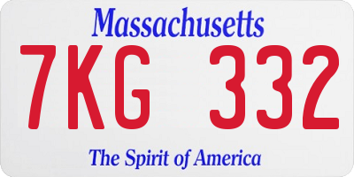 MA license plate 7KG332
