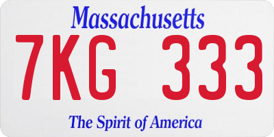 MA license plate 7KG333