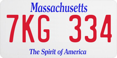 MA license plate 7KG334