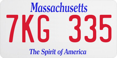 MA license plate 7KG335