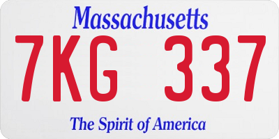 MA license plate 7KG337