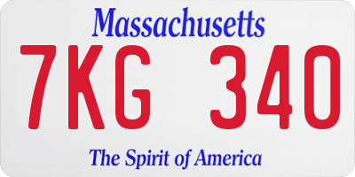 MA license plate 7KG340