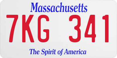 MA license plate 7KG341