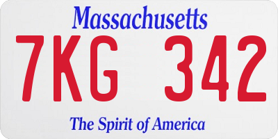 MA license plate 7KG342