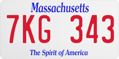 MA license plate 7KG343