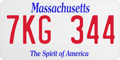 MA license plate 7KG344