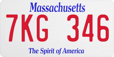 MA license plate 7KG346