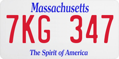 MA license plate 7KG347