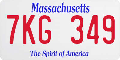 MA license plate 7KG349