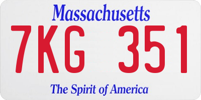 MA license plate 7KG351