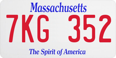 MA license plate 7KG352