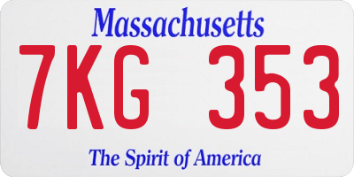 MA license plate 7KG353