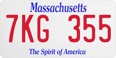 MA license plate 7KG355