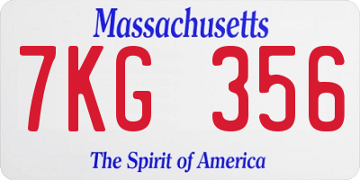 MA license plate 7KG356