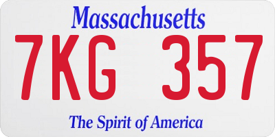 MA license plate 7KG357