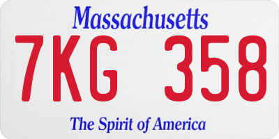 MA license plate 7KG358